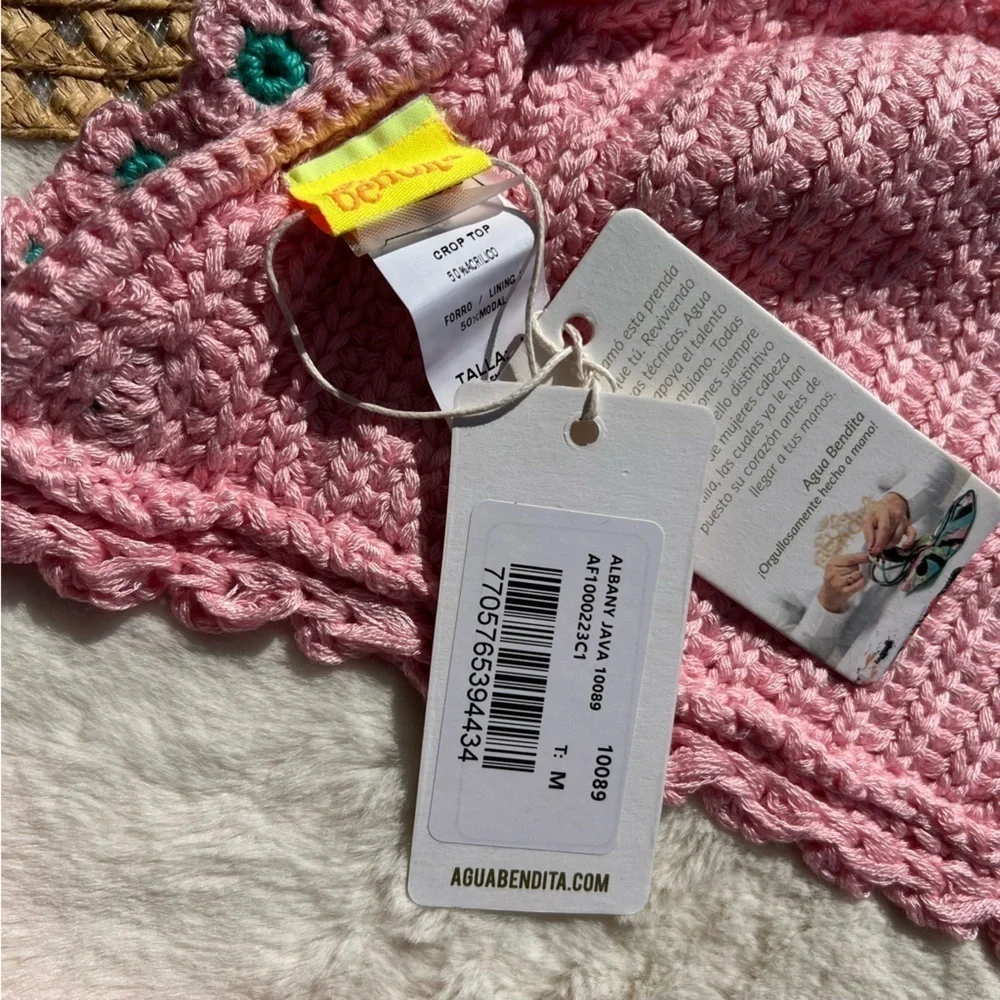 Agua Bendita Knit Albany Java Pink Crop Top - Picture 9 of 10